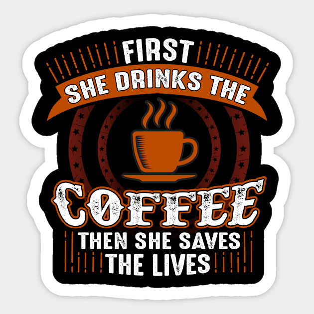 Quote First Coffee Sticker by Alvd Design